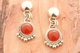 Genuine Carnelian Sterling Silver Post Earrings by Navajo Artist Atrie Yellowhorse